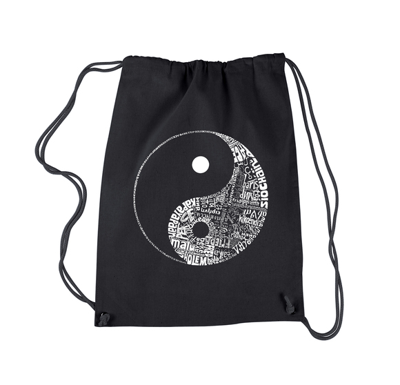 Yin Yang Black Pattern Print Backpack
